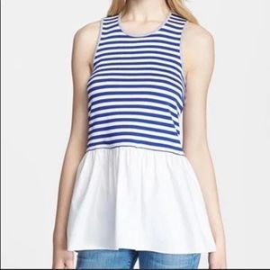 Tibi Striped Peplum Bottom Tank Top Size 4